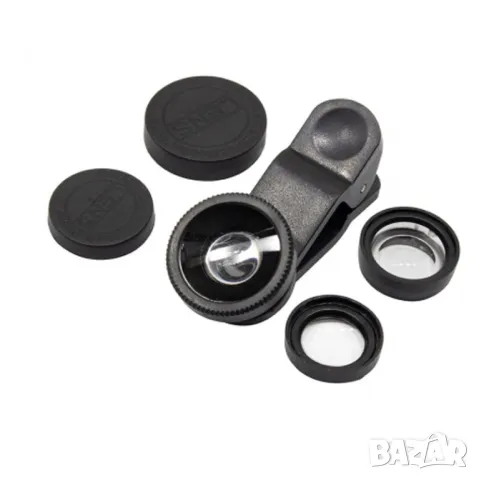 Комплект от 3 броя обективи за телефон Fish eye, снимка 3 - Селфи стикове, аксесоари - 47980585