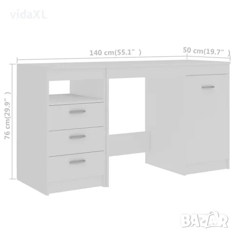 vidaXL Бюро, бяло, 140x50x76 см, инженерно дърво, снимка 8 - Бюра - 56146586