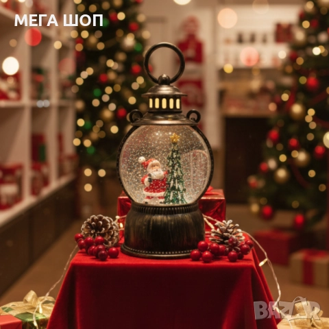 Голям LED коледен фенер с ефект на падащ сняг – приказна светлина и празнична магия, снимка 2 - Декорация за дома - 52586020