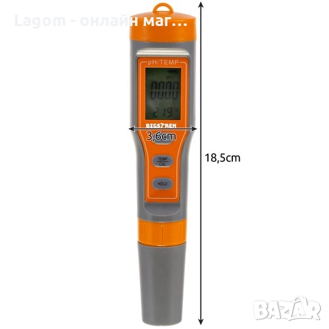 Уред за измерване на качеството на водата 2 в 1, PH и температура Bigstren, водоустойчив корпус, снимка 10 - Други инструменти - 52562380