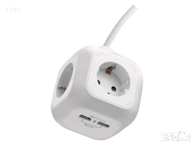 НОВИ! Разклонител куб Emos 4 гнезда 2xUSB 3680W 16A 1.9м с държач защита за деца , снимка 2 - Други инструменти - 48778364