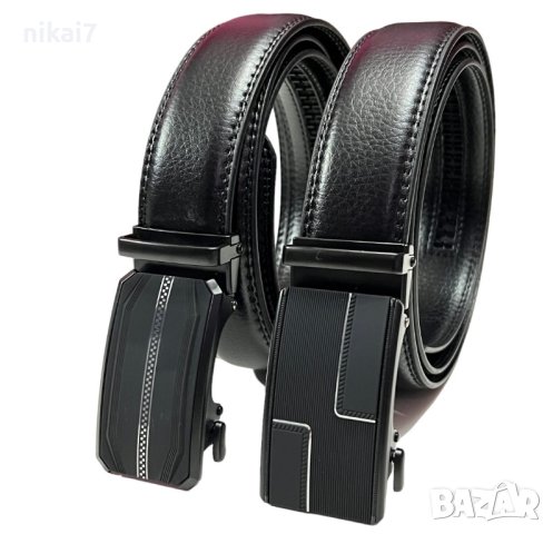 мъжки колан кожен официален за панталон с автоматична катарама, снимка 5 - Колани - 42118214