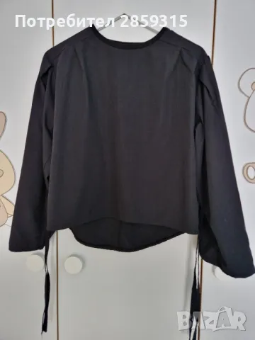 Елегантна дамска черна риза - размер S, M, снимка 6 - Ризи - 49215143