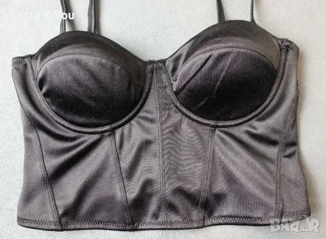 Amisu XS/S сатенено късо бюстие/топ, снимка 2 - Корсети, бюстиета, топове - 47740910