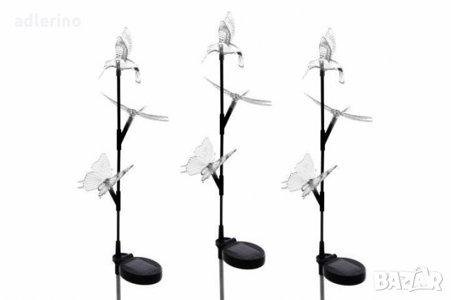 3 броя соларна декоративна ЛЕД лампа с 3 светещи фигури, разноцветни, снимка 2 - Лед осветление - 34392729