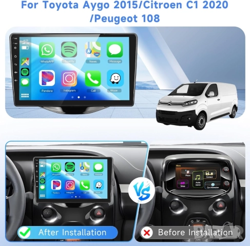 Мултимедия, за Toyota Aygo, Citroen C1, Peugeot 108, Андроид, навигация, Двоен 2DIN, плеър, Android, снимка 8 - Аксесоари и консумативи - 51933756