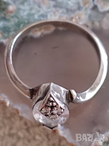 Сребърен пръстен с циркон "бадемка", снимка 4 - Пръстени - 44197249