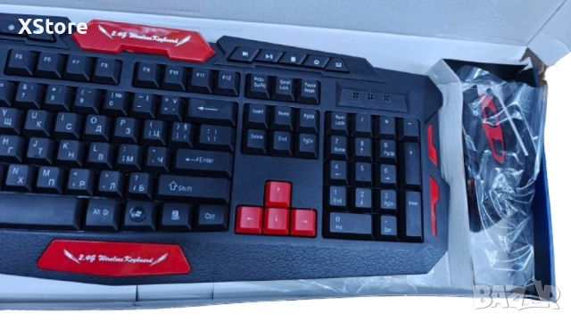 Гейминг без граници - Безжична клавиатура и мишка за победители с Български букви ! Червен/син цвят, снимка 4 - Клавиатури и мишки - 52556017