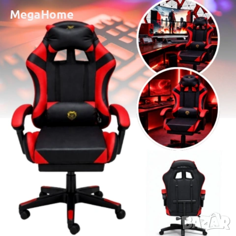 Геймърски стол Primaveo с Масажна функция, Прибираща се поставка за крака и Възглавници, снимка 14 - Столове - 53449856