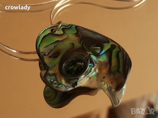 Дизайнерско сребърно колие с цветен седеф от Нова Зеландия, снимка 6 - Колиета, медальони, синджири - 42272161