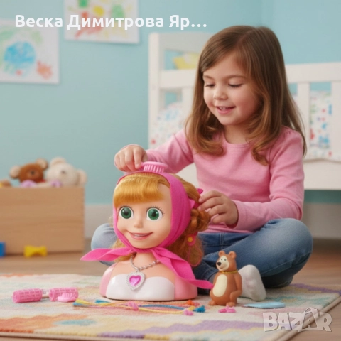 Кукла за прически „Маша и мечокът“ – Торс с дълга коса и аксесоари за оформяне, снимка 3 - Кукли - 52975555