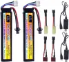 Комплект 2 Li-Ion батерии ZYGY 11.1V 1500mAh 35C с USB зарядни и 4 преходника, снимка 1