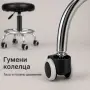 Регулируема фризьорска табуретка с опора за крака и колелца, снимка 7
