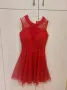 Нова малка червена ефирна рокля размер S памук абитуриентски бал с блестящи камъчета брокат тюл пола, снимка 1