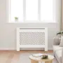 vidaXL Параван за радиатор, бял, 112x19x81,5 см, МДФ, снимка 3