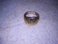 СТАР АЖУРЕН СРЕБЪРЕН АРТ ПРЪСТЕН СРЕБРО 925 с ПОЗЛАТА 34958, снимка 8