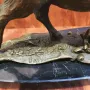 Бронзова скулптура на глиган, подписана "Barye", снимка 3