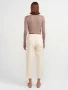 Елегантен Панталон с колан от 100% памук - екрю, снимка 4