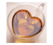 Двустенна чаша Pufo за топли напитки, кафе или чай, 240 мл, интериор във формата на сърце, прозрачен, снимка 3