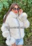Луксозно дамско палто естествен косъм лисица и естествена кожа код 57, снимка 1 - Якета - 33846481