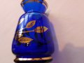 Синя и златна кристална стъклена ваза Бохемия, снимка 2