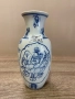 Фарфорна ваза със син растителен орнамент, височина около 18 см, снимка 4