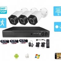 Система за Видеонаблюдение с 3 камери 3мр 720р матрица SONY CCD + DVR + кабели, снимка 1 - Комплекти за видеонаблюдение - 34834140