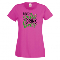 Дамска тениска Save Water Drink Beer,Празник,Бира,Бирфест,Beerfest,Подарък,Изненада, снимка 4 - Тениски - 36374623