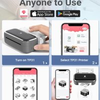 Мобилен принтер Phomemo TP31 203DPI, черно-бял печат, iOS и Android, снимка 7 - Принтери, копири, скенери - 44478586