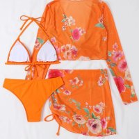 Дамски моден бански костюм от три части с флорален принт, 3цвята - 023, снимка 14 - Бански костюми - 40740239
