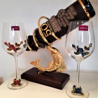 Златна Риба с бутилка за юбилей - 40, 50, 60, 70 или 80 години, снимка 1 - Подаръци за юбилей - 35946314