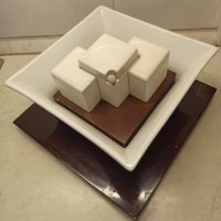Елегантна порцеланова купа и комплектен прибор с дървени стойки, снимка 10 - Други - 38861650