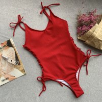 Дамски цял червен  бански , снимка 2 - Бански костюми - 41575319