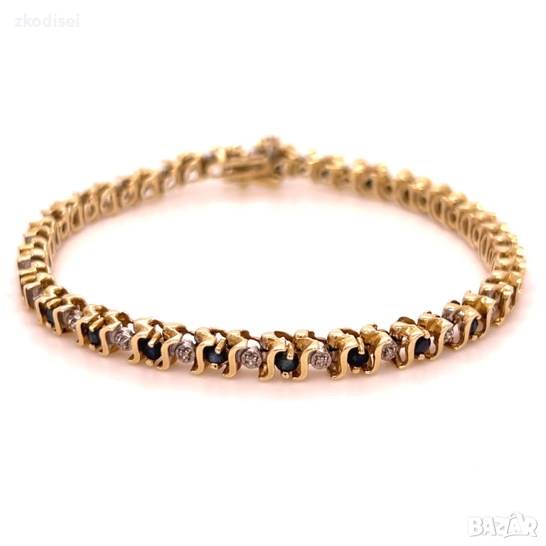 Златна дамска гривна с мойсанити 12,86гр. 17,5см. 14кр. проба:585 модел:35585-1, снимка 1