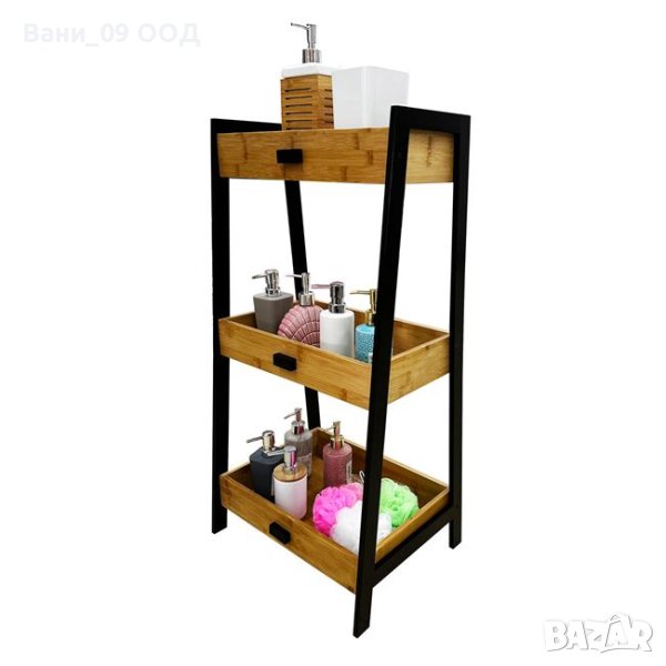 Етажерка за баня от бамбук и метал, снимка 1