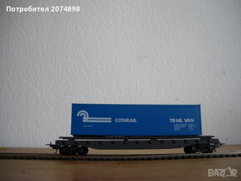 Четриосна платформа с контейнер, мащаб НО 1:87, снимка 1