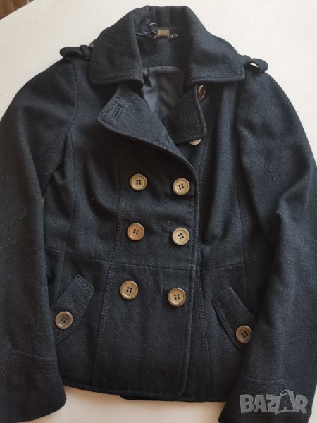 Късо черно палто с подплата на h&m, снимка 1