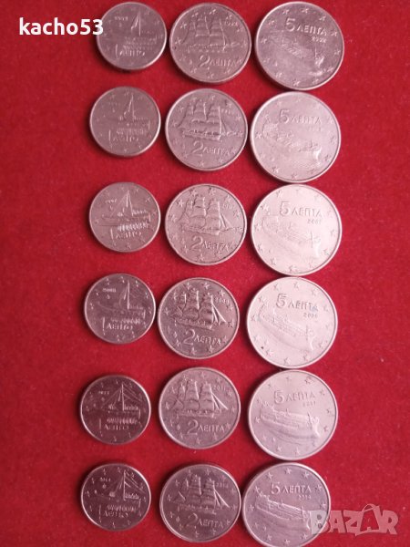 1,2 и 5 евро цента/лепта / Гърция, снимка 1
