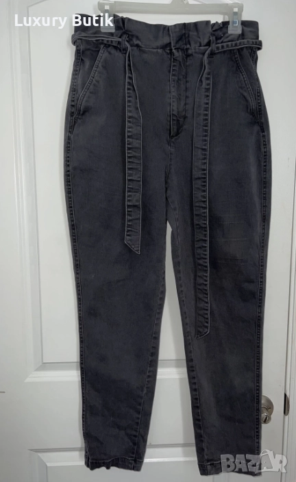 Сиво-черни дамски дънки с коланче, снимка 1