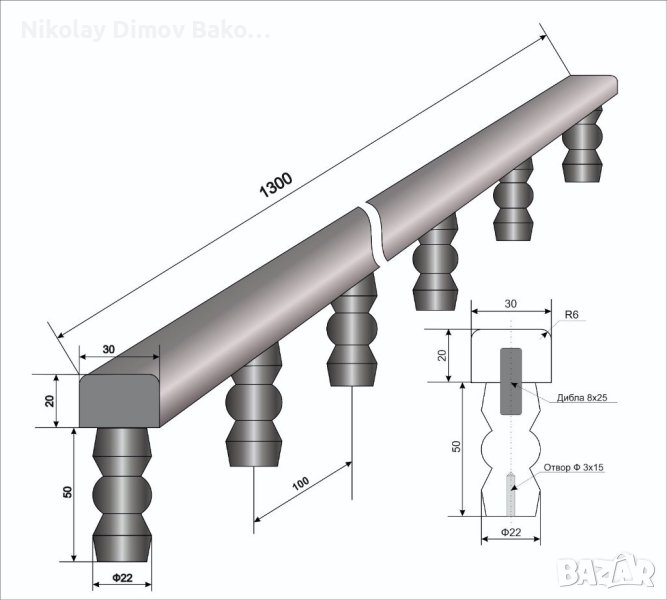 Декоративна преграда за кухня, тип парапет в стил Прованс или винтидж , снимка 1