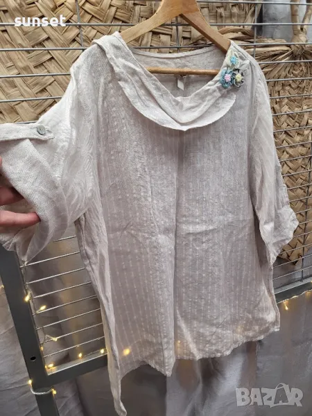 ЛЕНЕНА блуза,.риза с цветя макси модел- XXL , снимка 1