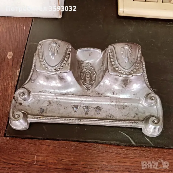 Антикварна посребрена мастилница , снимка 1