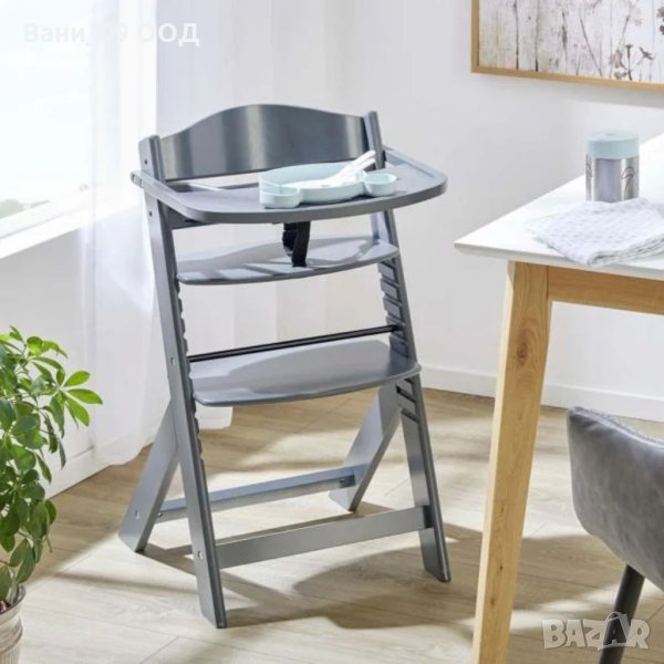 Столче за хранене от естествена дървесина, снимка 1