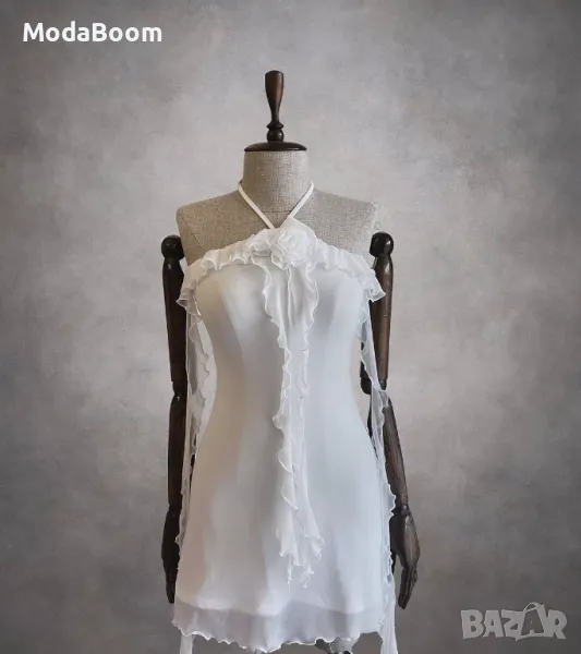 Бяла дамска къса рокля , снимка 1