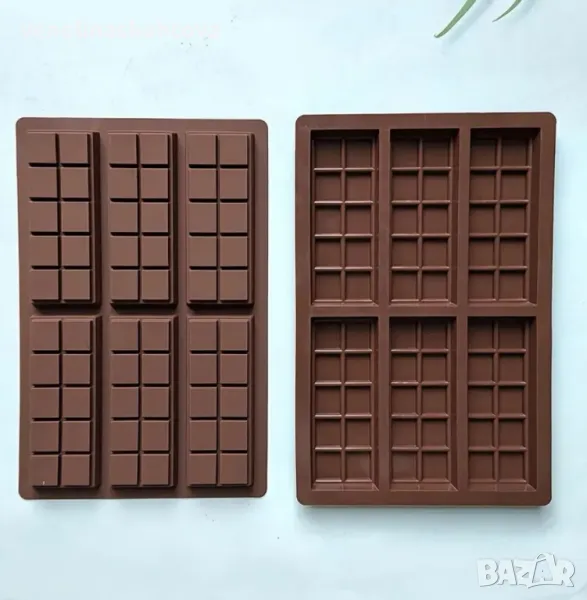 6 правоъгълни плочки квадрати Силиконов молд за дубайски шоколад , снимка 1