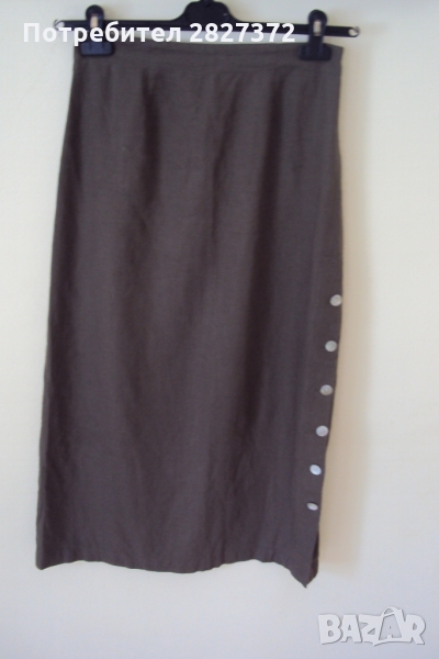 Продавам ленена пола в зелено дълга до прасеца , снимка 1