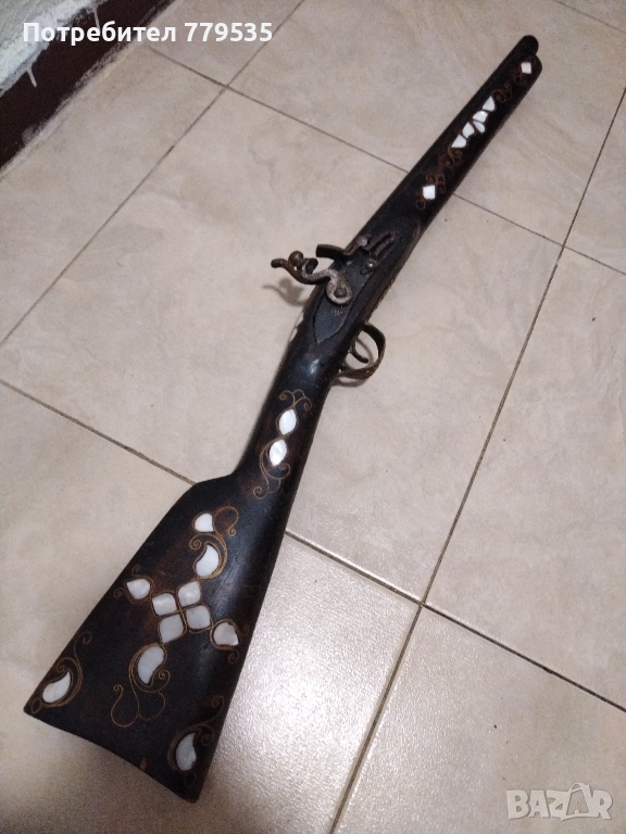 СТАРА РЕПЛИКА НА КРЕМЪЧНА ПУШКА, снимка 1