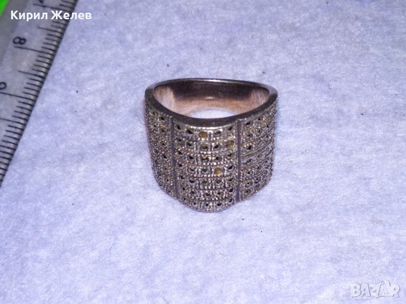 СКЪПОЦЕНЕН СРЕБЪРЕН АЖУРЕН ФЕШЪН АРТ ПРЪСТЕН СРЕБРО 925 с ФАСЕТИРАНИ МАРКАЗИТИ 21381, снимка 1