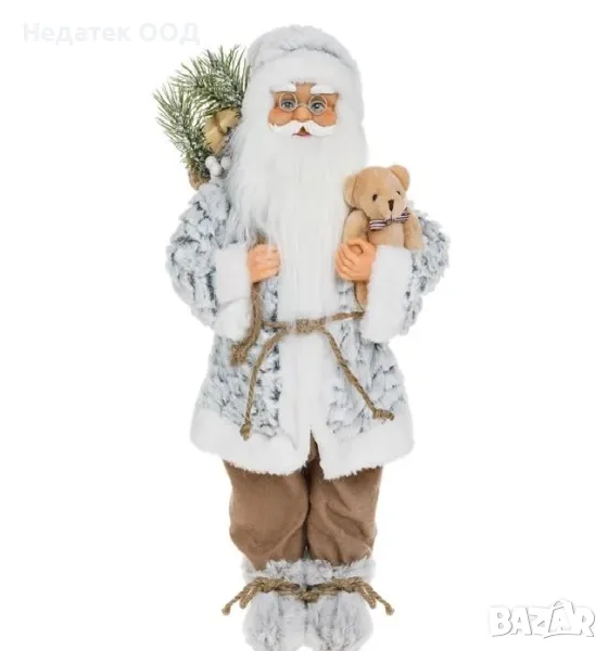 Коледна декоративна фигура Дядо Коледа, Бял, 45 см, снимка 1