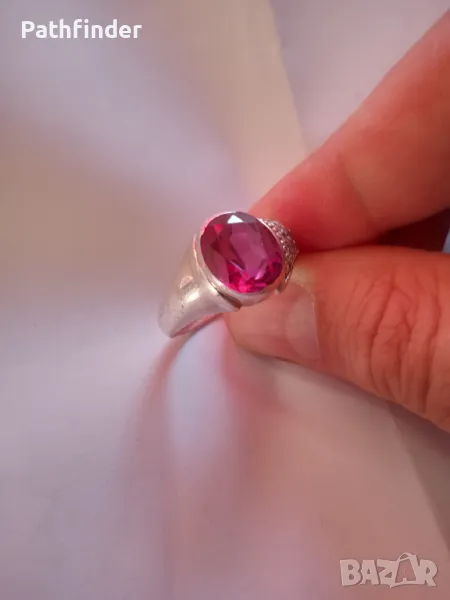 Голям сребърен пръстен с камъни сребро, снимка 1